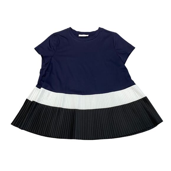 Jazmin Chebar Pleated Colorblock Top Blouse Women's 3/Large Minimalist - Picture 1 of 10